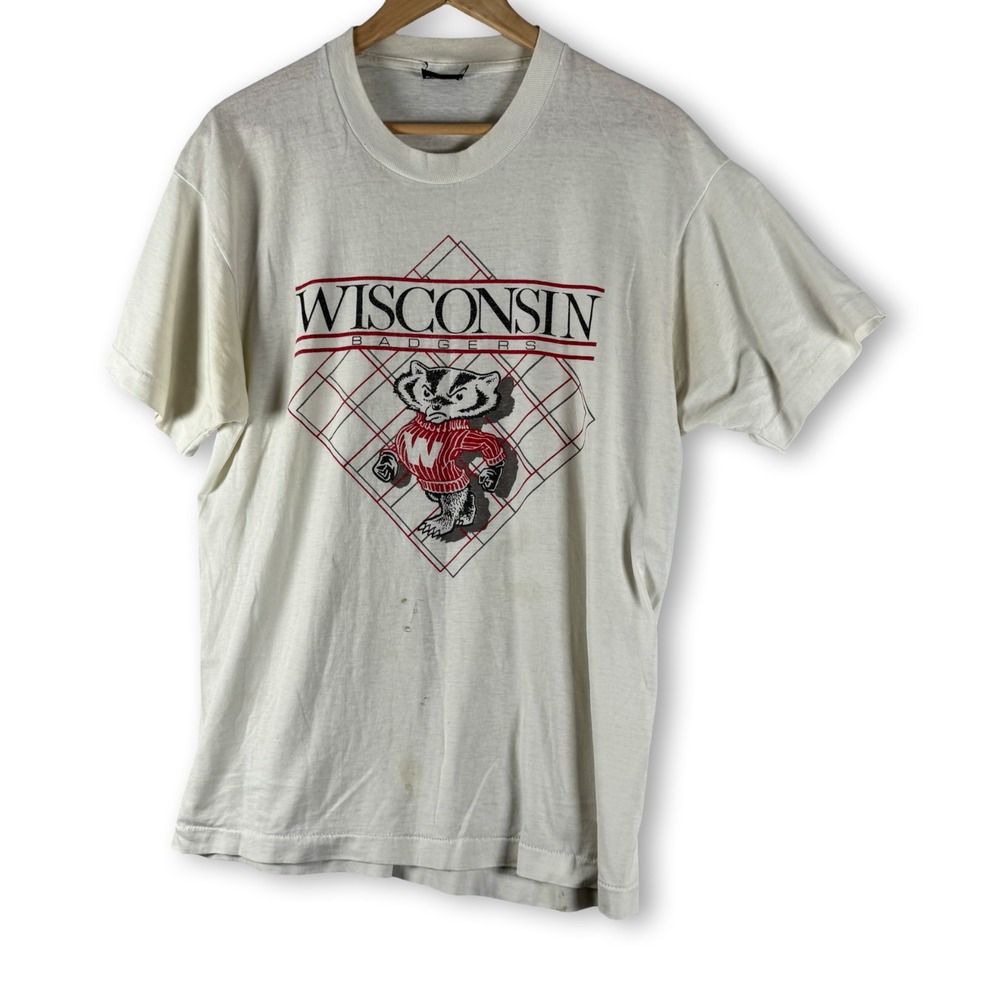 Wiscosnin Badgers Vintage Single Stitch Screen Stars Best T-shirt Shirt Sz XL